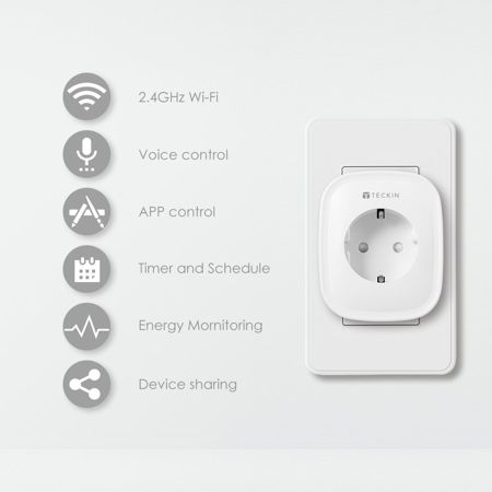 Festnight Interruttore Presa di Corrente Wi-Fi Sonoff S20 Presa EU Presa Remota Presa di Corrente per Smart Home Lavora con Alexa
